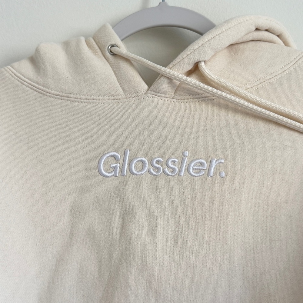 Glossier Limited Edition Hoodie Size XL soft pullover cream neutral oversized - Picture 6 of 7